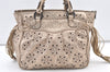 Authentic Salvatore Ferragamo Gancini Leather 2Way Shoulder Hand Bag Gold 1476K