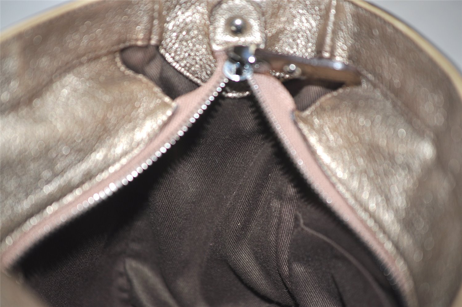 Authentic Salvatore Ferragamo Gancini Leather 2Way Shoulder Hand Bag Gold 1476K
