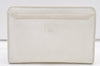 Authentic Burberrys Vintage Leather Clutch Hand Bag Purse White 1477K