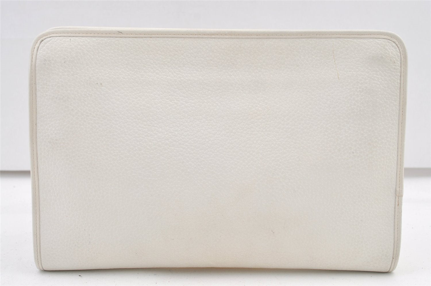 Authentic Burberrys Vintage Leather Clutch Hand Bag Purse White 1477K