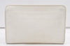 Authentic Burberrys Vintage Leather Clutch Hand Bag Purse White 1477K