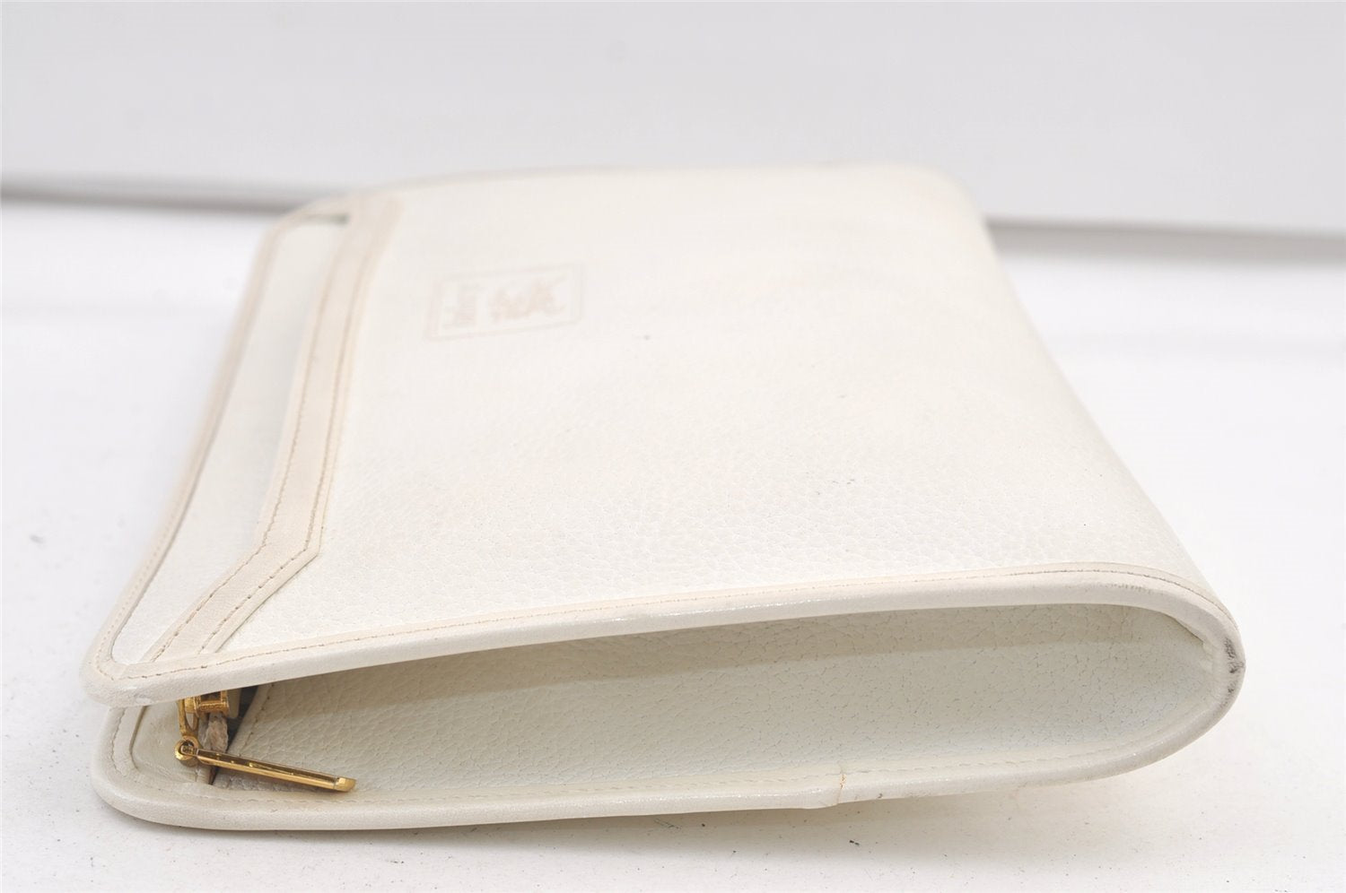 Authentic Burberrys Vintage Leather Clutch Hand Bag Purse White 1477K