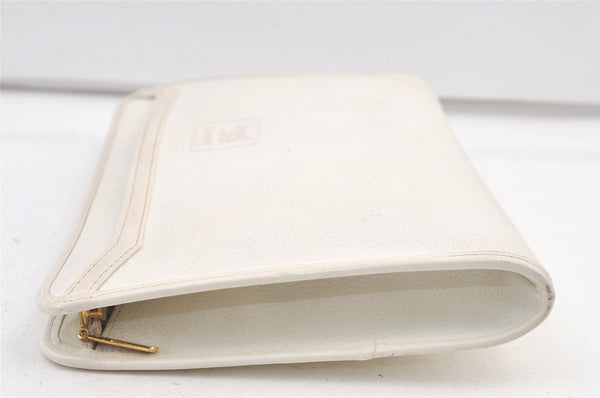 Authentic Burberrys Vintage Leather Clutch Hand Bag Purse White 1477K