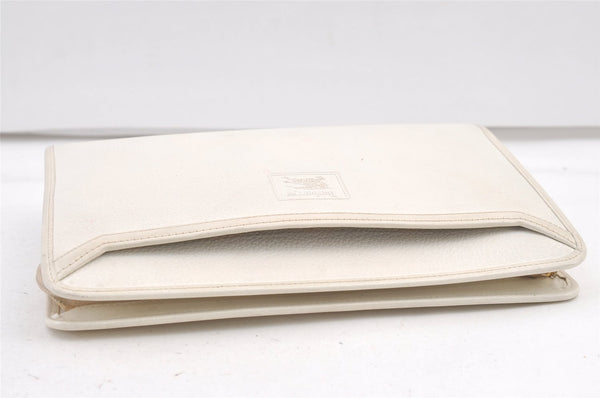 Authentic Burberrys Vintage Leather Clutch Hand Bag Purse White 1477K
