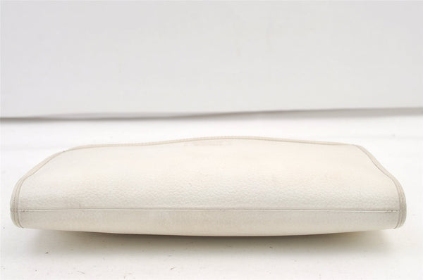 Authentic Burberrys Vintage Leather Clutch Hand Bag Purse White 1477K