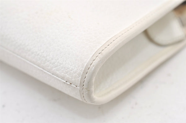 Authentic Burberrys Vintage Leather Clutch Hand Bag Purse White 1477K