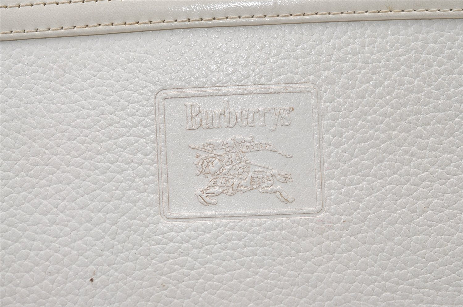 Authentic Burberrys Vintage Leather Clutch Hand Bag Purse White 1477K