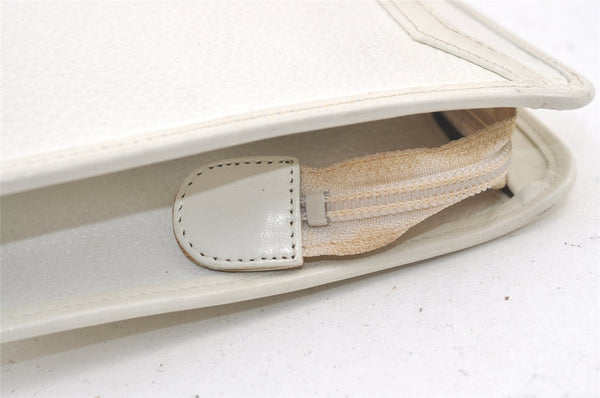 Authentic Burberrys Vintage Leather Clutch Hand Bag Purse White 1477K