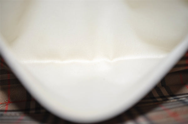 Authentic Burberrys Vintage Leather Clutch Hand Bag Purse White 1477K