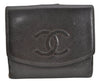 Authentic CHANEL Caviar Skin Vintage CC Logo Bifold Wallet Purse Black 1478K