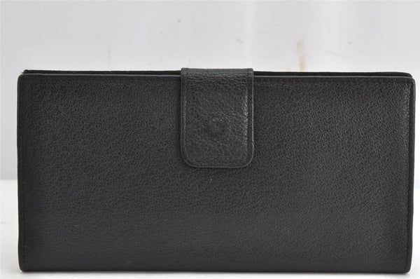 Authentic GUCCI Bamboo Vintage Long Wallet Purse Leather Suede Black 1480K