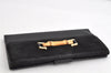 Authentic GUCCI Bamboo Vintage Long Wallet Purse Leather Suede Black 1480K