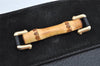 Authentic GUCCI Bamboo Vintage Long Wallet Purse Leather Suede Black 1480K