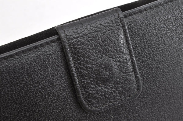 Authentic GUCCI Bamboo Vintage Long Wallet Purse Leather Suede Black 1480K