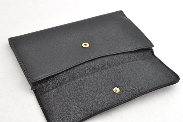 Authentic GUCCI Bamboo Vintage Long Wallet Purse Leather Suede Black 1480K