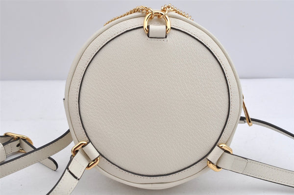 Authentic GUCCI Sherry Line OPHIDIA Mini Backpack Leather 598661 White Box 1482K