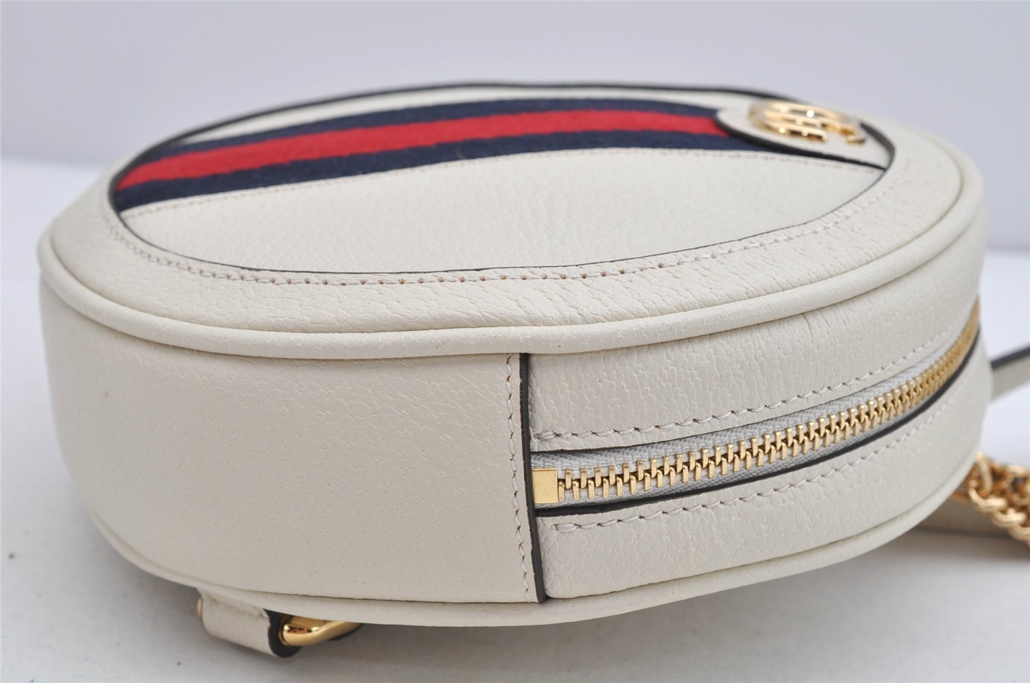 Authentic GUCCI Sherry Line OPHIDIA Mini Backpack Leather 598661 White Box 1482K