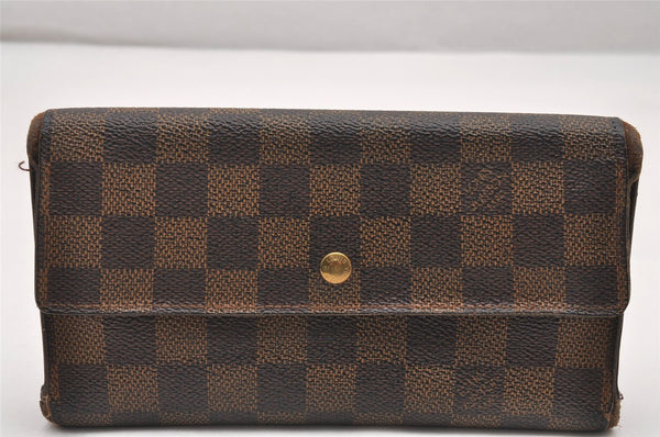 Authentic Louis Vuitton Damier Porte Tresor International Wallet N61215 LV 1483J