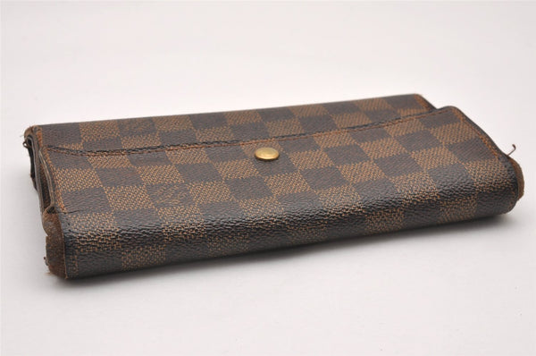 Authentic Louis Vuitton Damier Porte Tresor International Wallet N61215 LV 1483J