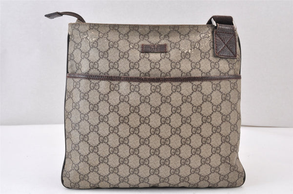 Authentic GUCCI Shoulder Cross Body Bag Purse GG PVC Leather 141626 Brown 1483K