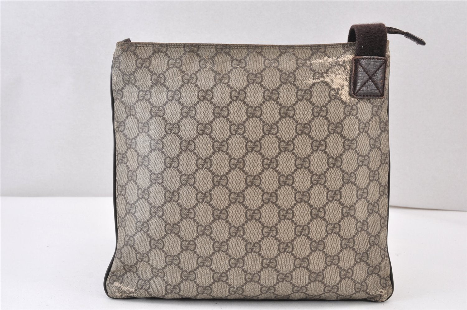 Authentic GUCCI Shoulder Cross Body Bag Purse GG PVC Leather 141626 Brown 1483K