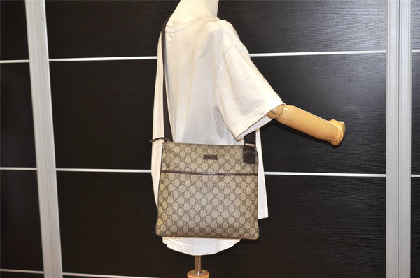 Authentic GUCCI Shoulder Cross Body Bag Purse GG PVC Leather 141626 Brown 1483K