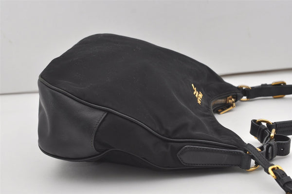 Authentic PRADA Vintage Nylon Tessuto Saffiano Leather Shoulder Bag Black 1484J