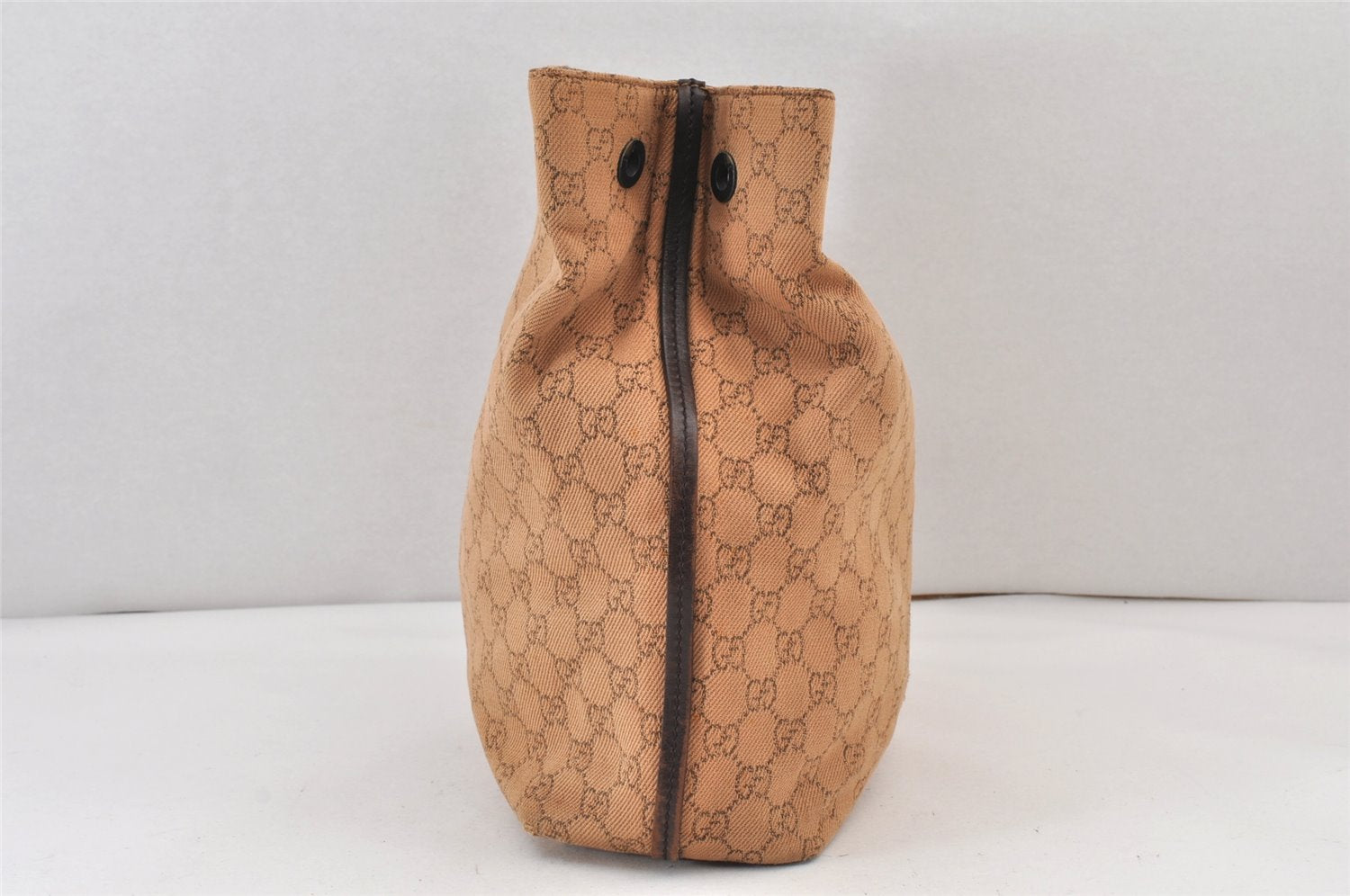 Authentic GUCCI Vintage Tote Bag GG Canvas Leather 101341 Brown Junk 1484K