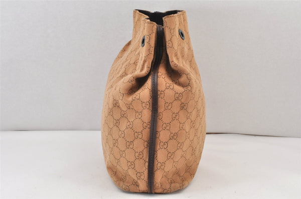 Authentic GUCCI Vintage Tote Bag GG Canvas Leather 101341 Brown Junk 1484K