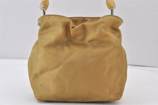 Authentic Christian Dior Maris Pearl Shoulder Hand Bag Purse Nylon Beige 1485K