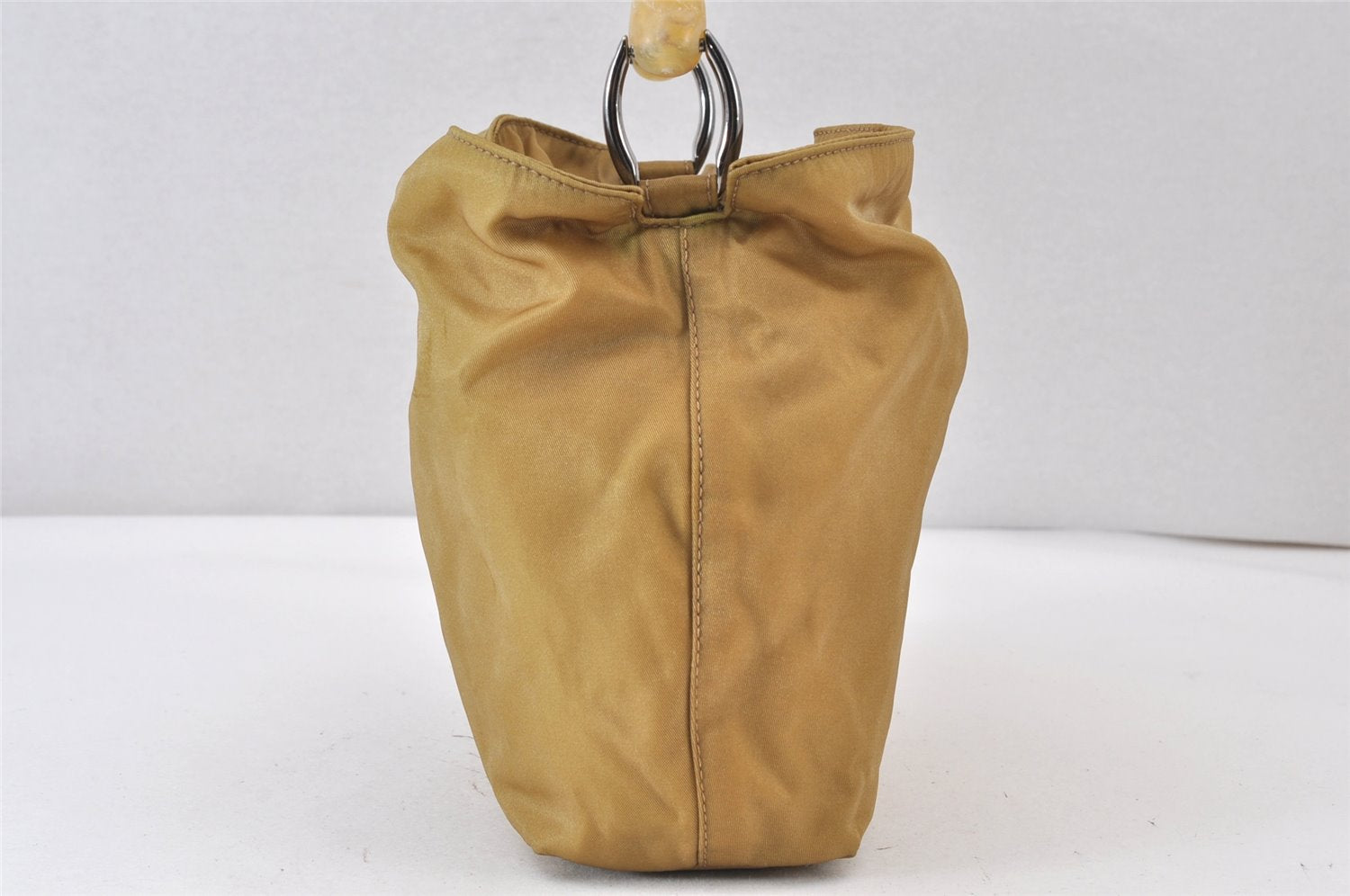 Authentic Christian Dior Maris Pearl Shoulder Hand Bag Purse Nylon Beige 1485K