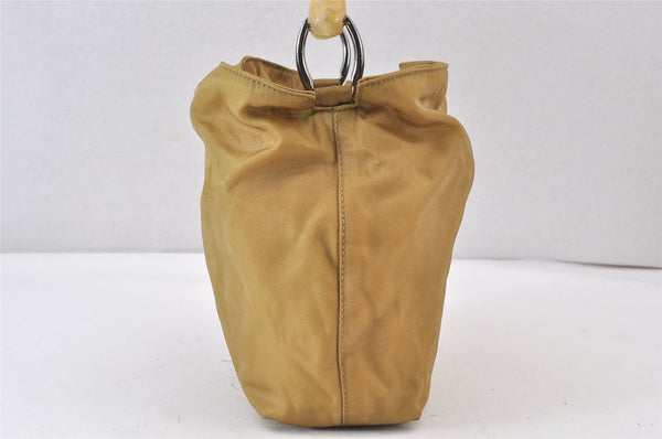 Authentic Christian Dior Maris Pearl Shoulder Hand Bag Purse Nylon Beige 1485K