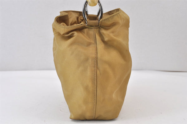 Authentic Christian Dior Maris Pearl Shoulder Hand Bag Purse Nylon Beige 1485K