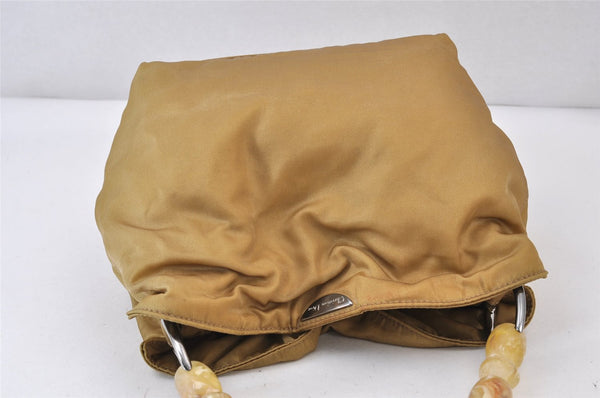 Authentic Christian Dior Maris Pearl Shoulder Hand Bag Purse Nylon Beige 1485K