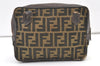 Authentic FENDI Zucca Shoulder Clutch Bag Purse Canvas Leather Brown Junk 1486K