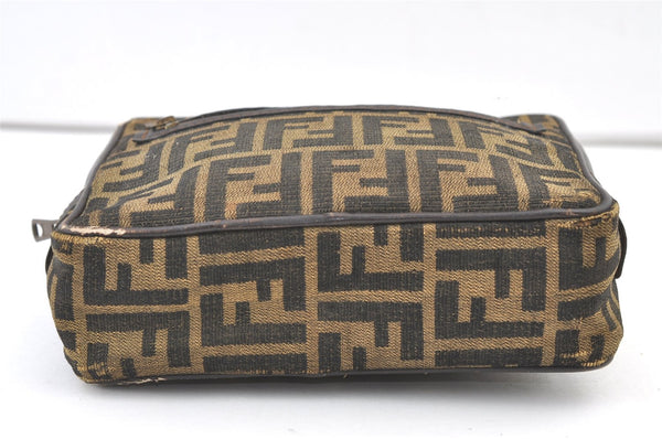 Authentic FENDI Zucca Shoulder Clutch Bag Purse Canvas Leather Brown Junk 1486K