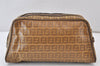 Authentic FENDI Vintage Zucchino Clutch Bag Purse PVC Leather Brown 1487K