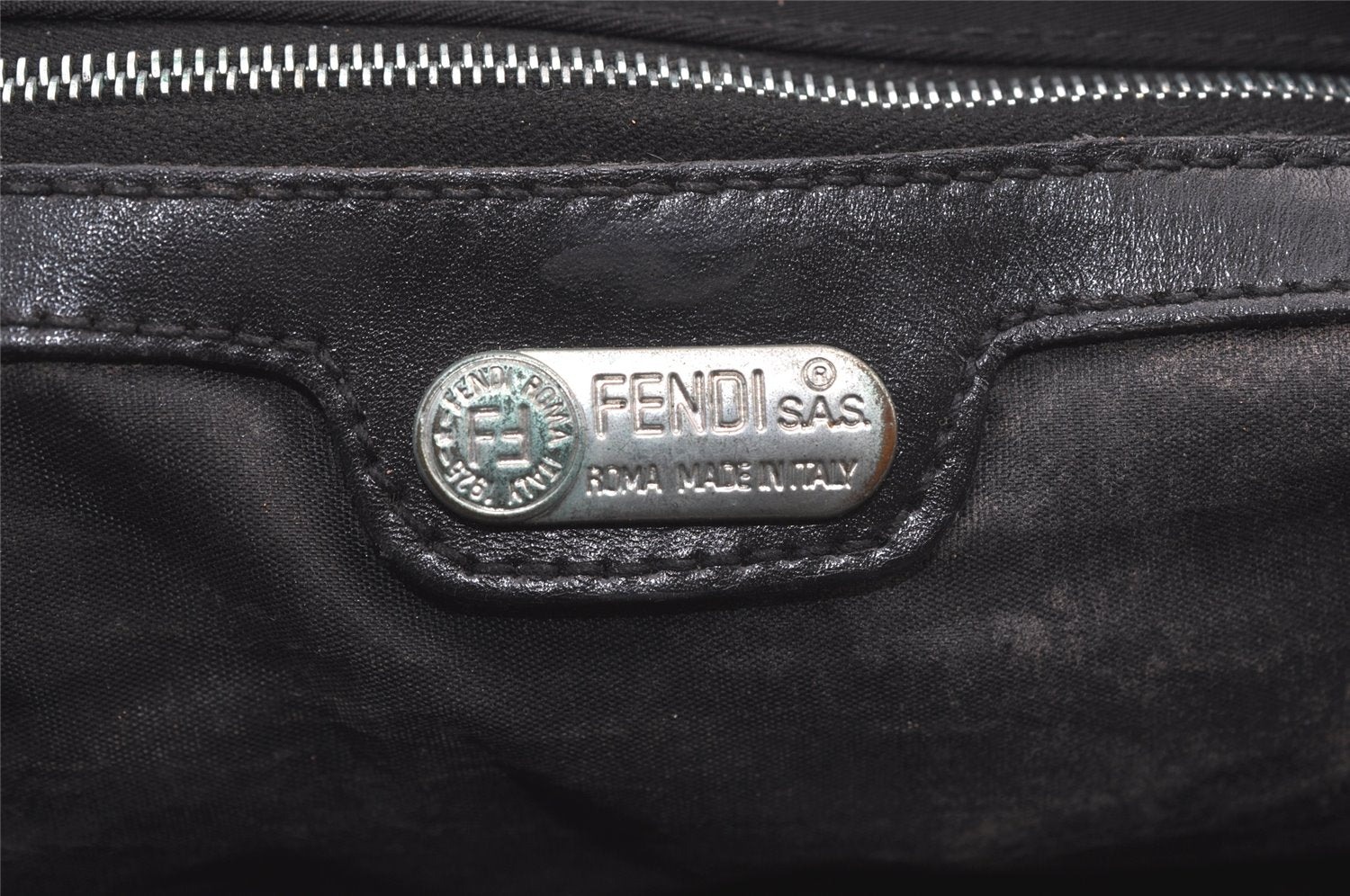 Authentic FENDI Vintage Shoulder Hand Bag Nylon Leather Black Junk 1489K