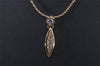 Authentic Christian Dior Gold Tone Chain Rhinestone Pendant Necklace CD 1490J