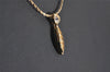 Authentic Christian Dior Gold Tone Chain Rhinestone Pendant Necklace CD 1490J