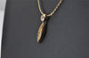 Authentic Christian Dior Gold Tone Chain Rhinestone Pendant Necklace CD 1490J