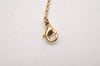 Authentic Christian Dior Gold Tone Chain Rhinestone Pendant Necklace CD 1490J