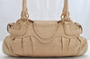 Authentic Salvatore Ferragamo Gancini Leather Shoulder Hand Bag Beige 1490K