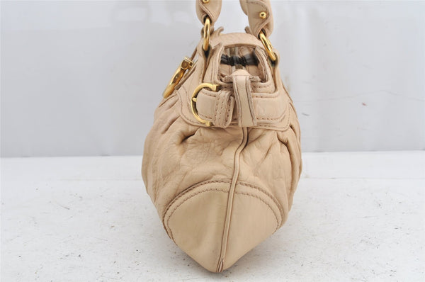 Authentic Salvatore Ferragamo Gancini Leather Shoulder Hand Bag Beige 1490K