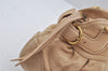Authentic Salvatore Ferragamo Gancini Leather Shoulder Hand Bag Beige 1490K