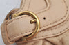 Authentic Salvatore Ferragamo Gancini Leather Shoulder Hand Bag Beige 1490K