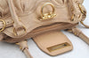 Authentic Salvatore Ferragamo Gancini Leather Shoulder Hand Bag Beige 1490K