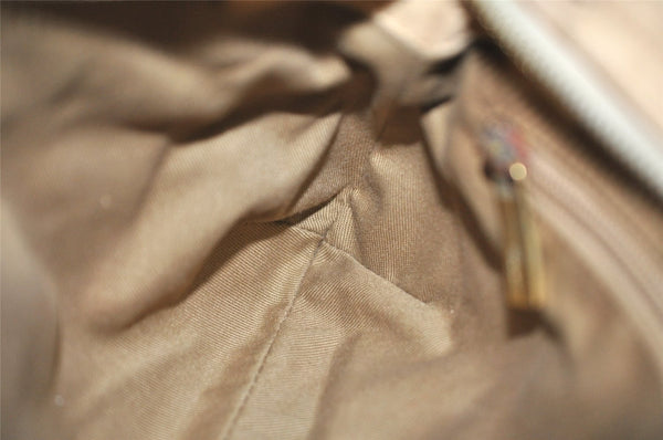 Authentic Salvatore Ferragamo Gancini Leather Shoulder Hand Bag Beige 1490K