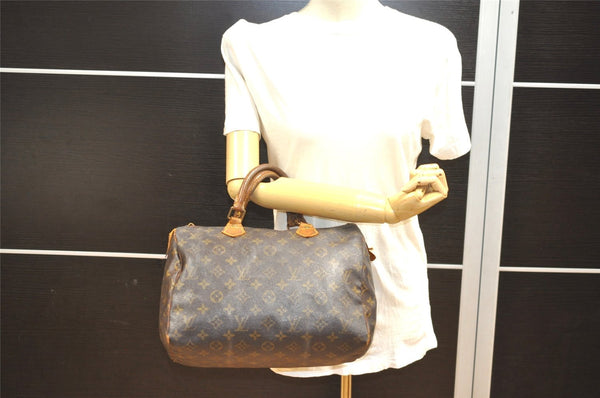 Authentic Louis Vuitton Monogram Speedy 30 Hand Boston Bag M41526 LV Junk 1491I