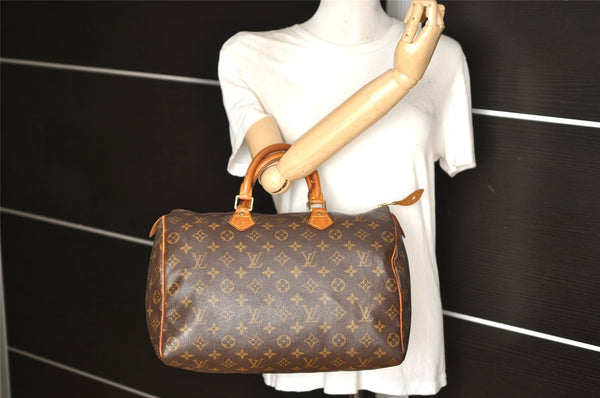 Authentic Louis Vuitton Monogram Speedy 35 Hand Boston Bag M41524 LV 1491K